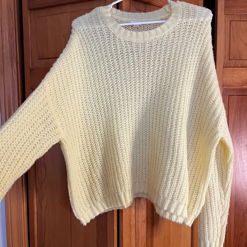 Garage Pale Yellow Cozy Open Knit Sweater